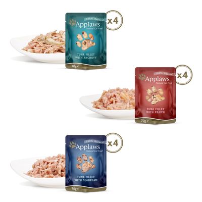 Applaws Gemengde Pak Kattenvoerzakjes voor Volwassenen in Bouillon 70g
