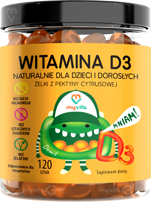 MyVita Natural Gummies - Suplemento alimentar em cápsulas mastigáveis macias com vitamina D3.