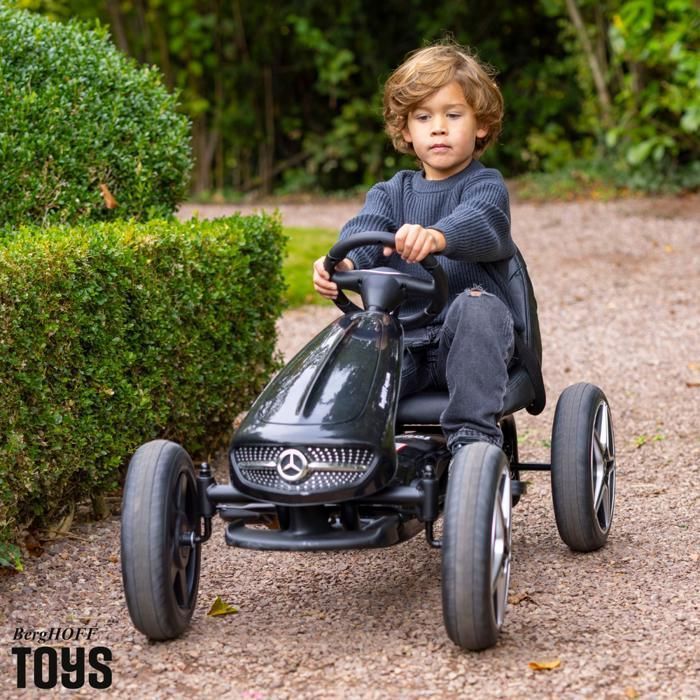 Go-kart a pedali MERCEDES-BENZ - Nero - Età 3-7 anni - Prodotto con licenza ufficiale - Pneumatici in EVA - Sedile in pelle