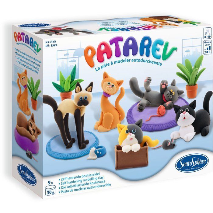 Self-hardening modeling clay - SENTOSPHERE - Patarev - Cats - Various Colors - 9 colors - Ages 7+