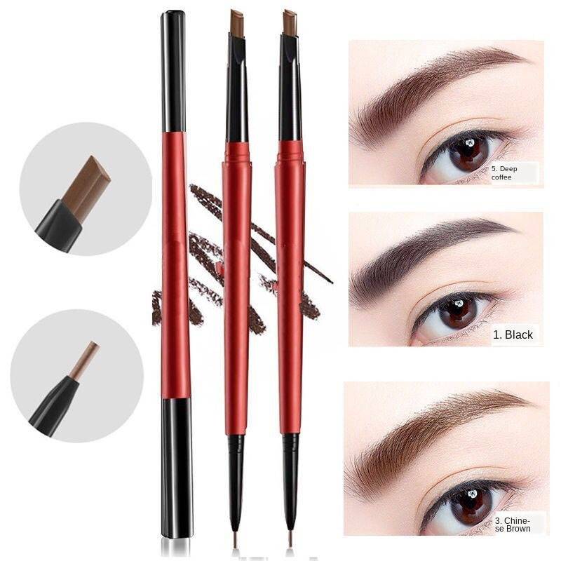 Nuevo lápiz combinado 2 en 1 para cejas y ojos, realzador de cejas, cosmético, resistente al agua, delineador líquido negro para ojos y cejas.