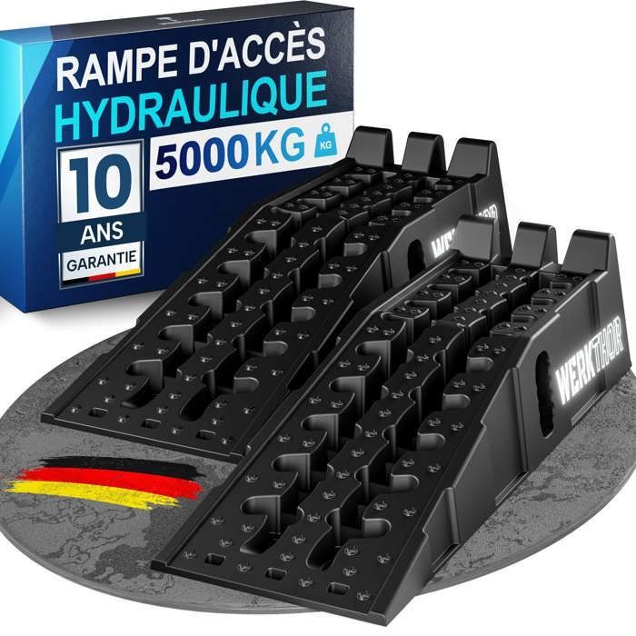 WERKTHOR Rampes de Chargement Voiture [x2] – Rampes Solides jusqu’à 5t – Surface Antidérapante – Pour Tous Terrains