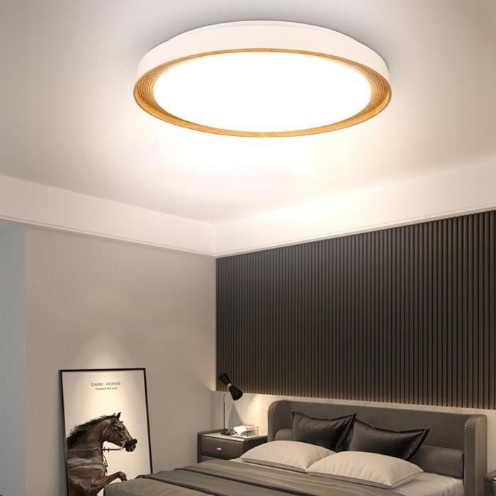 WOTTES Runde LED-Deckenleuchte aus Holz - Ø 39,5 x 39,5 cm - 36 W, neutralweiß - Für Wohnzimmer, Küche, Badezimmer, Schlafzimmer, Flur