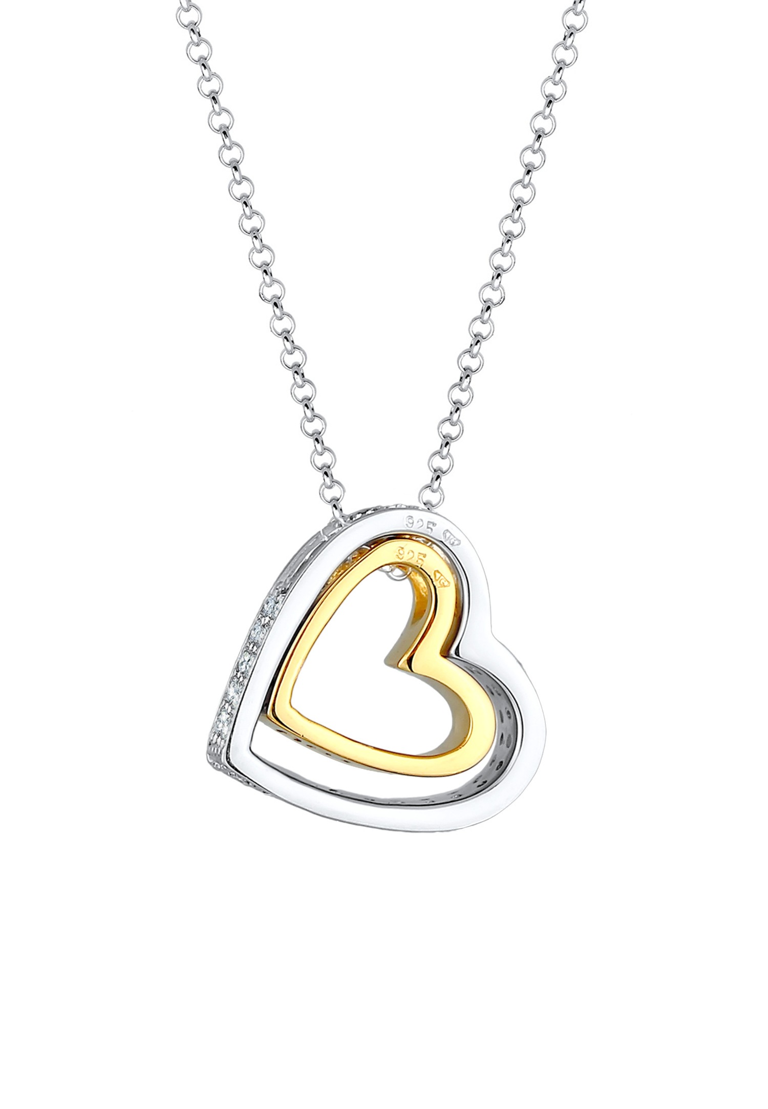 Elli Femmes pendentif cœur fiançailles cristaux en argent sterling 925