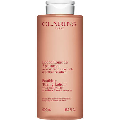 Clarins Soothing Toning Lotion kamomillalla, kasvojenpuhdistusvesi erittäin kuivalle ja herkälle iholle, 400 ml