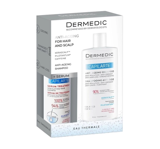 Dermedic Capilarte zestaw dermokosmetyków do włosów szampon 300 ml   serum-kuracja 150 ml