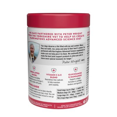 Compléments alimentaires Harringtons Advanced Science pour les articulations des chiens adultes - Comprimés