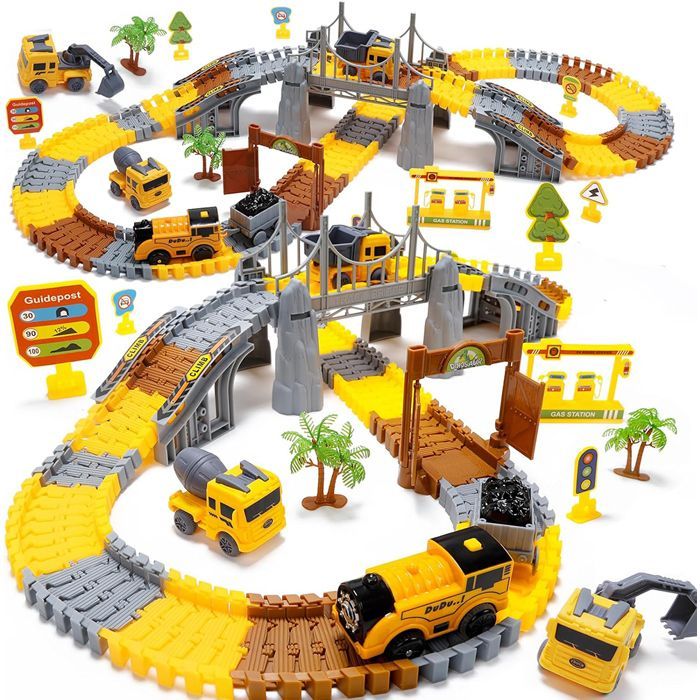 Circuito de carreras infantil, set de ingeniería MARSEE con pistas flexibles, para niños y niñas de 3 a 6 años (178 piezas)