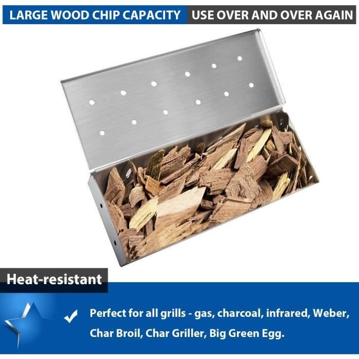 Fumoir en acier inoxydable robuste pour barbecue à gaz ou au charbon de bois[1313]