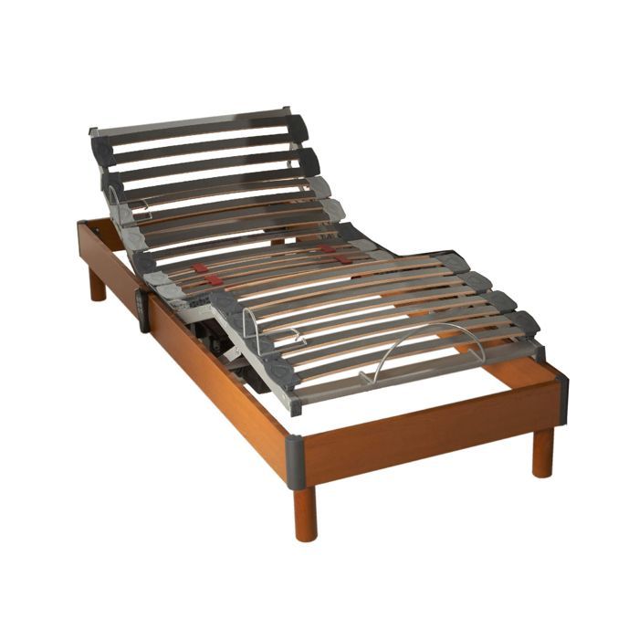 Elektrisch verstelbare lattenbodem van Someo in kersenhout 70x190 cm - Donker hout - 5 jaar garantie