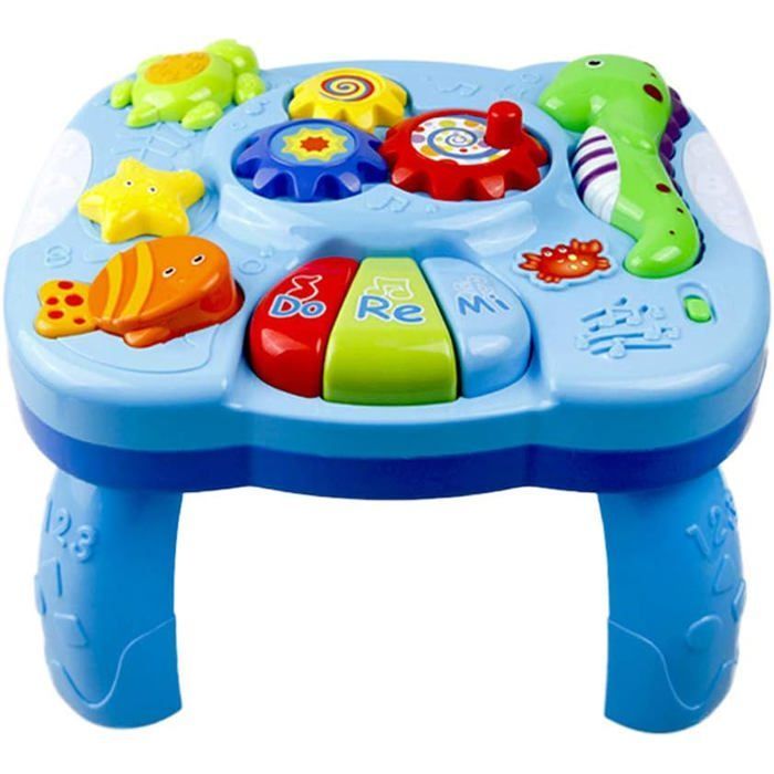 Mesa de aprendizaje musical para bebés, juguetes 2 en 1 para la educación temprana, centro de actividades musicales para niños pequeños,