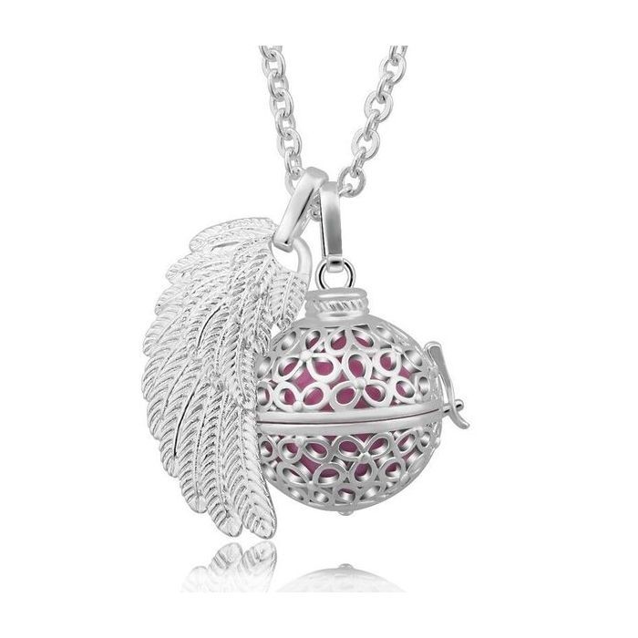 Double pregnancy bola pendant cage flower and angel wing