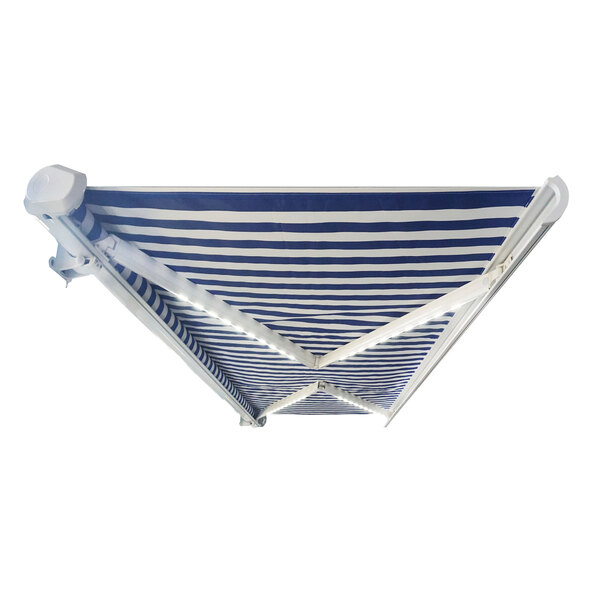 LED-Vollkassettenmarkise ELOS V2 inkl. Windsensor marineblau-weiß, 400 x 300 cm