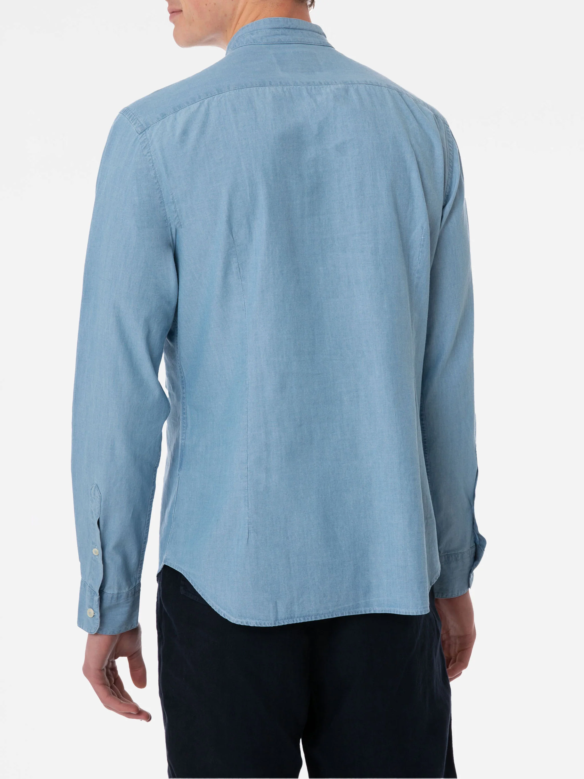 Chemise en lin denim bleu clair pour homme