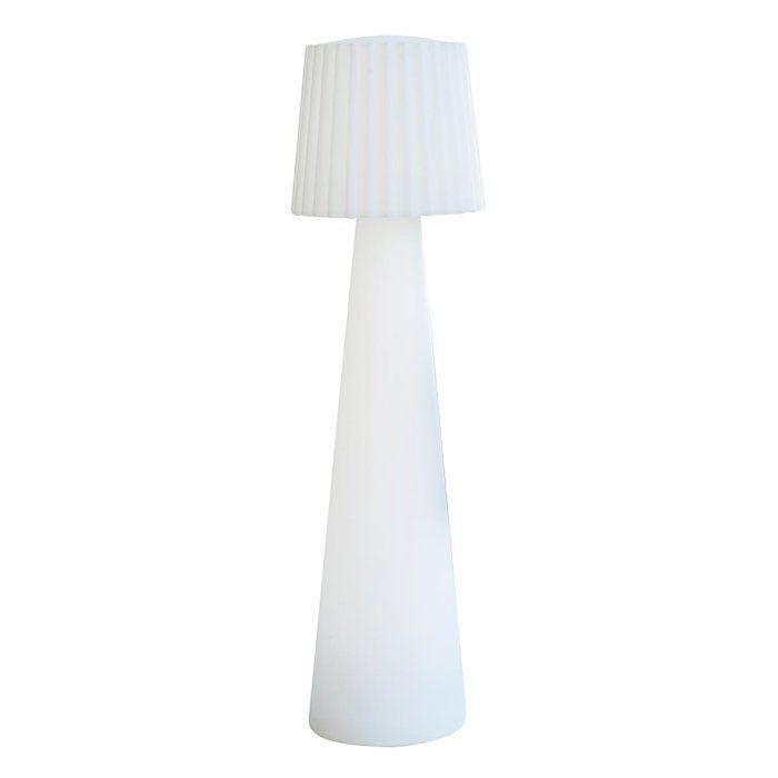 Lampada da terra wireless per esterni - LUMISKY - LADY C110 - LED multicolore dimmerabile - Paralume ondulato - Telecomando - H110 cm