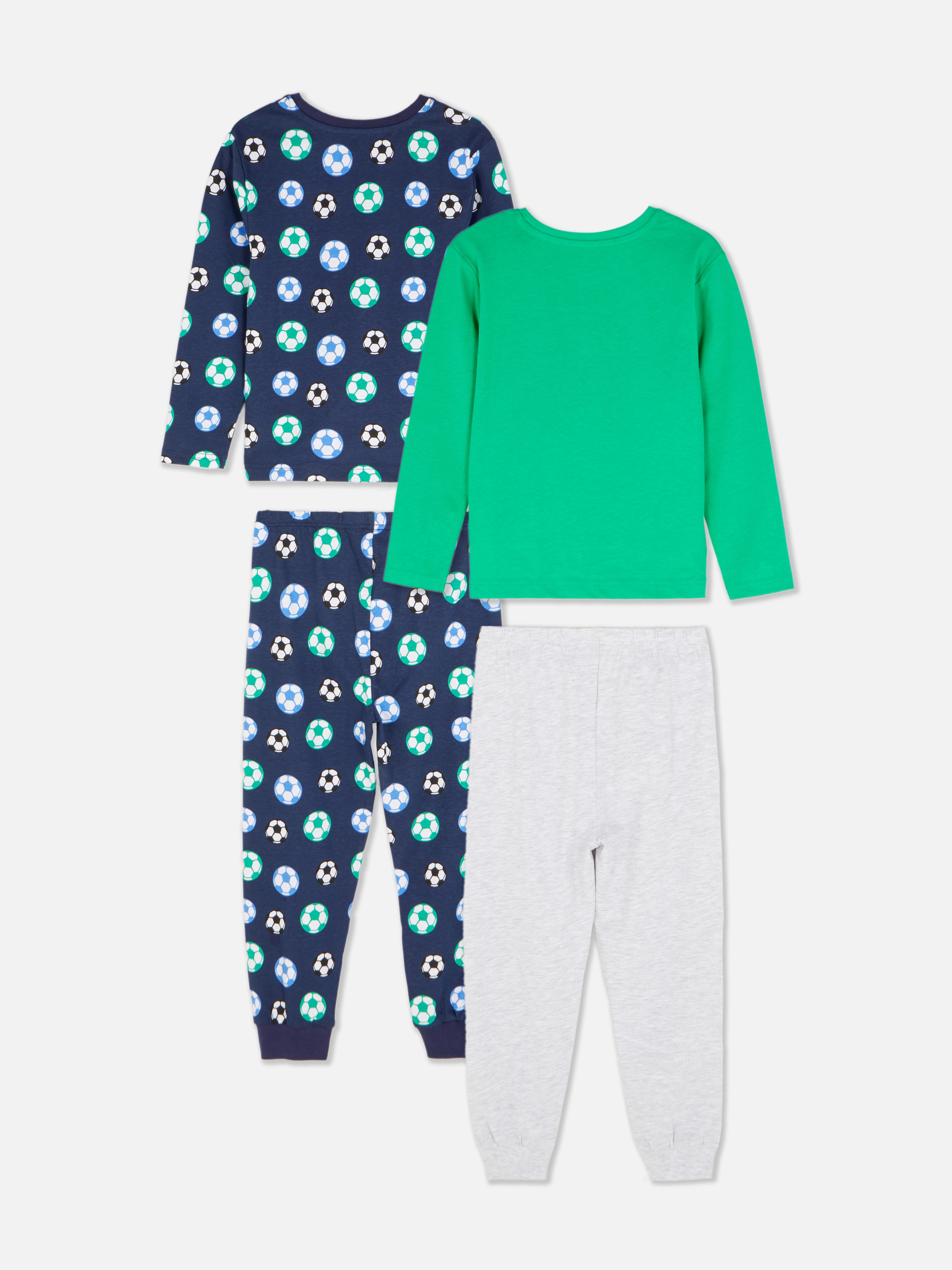 Pyjamas mit Fußballmuster, 2er-Set Zwei lange Pyjamas mit Fußballmuster