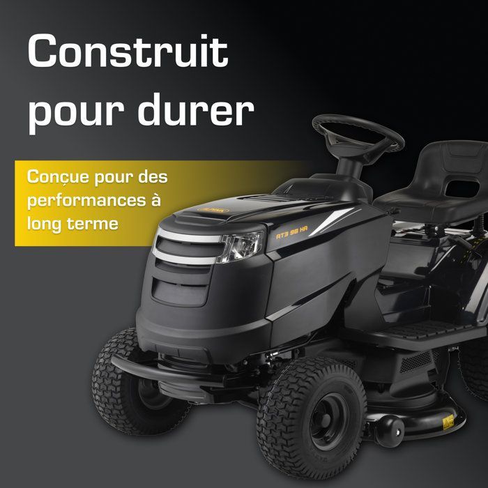 ALPINA AT3 98 HA petrol ride-on mower – 98cm cutting width – Up to 5000 m² – 414 cc hydrostatic transmission – side discharge