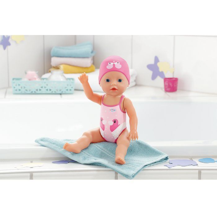 Babypop - BABY BORN - Mijn eerste zwempartijtje - 30 cm meisje pop - Niet-verwijderbare outfit en badmuts - Badspeelgoed - Vanaf 1 jaar