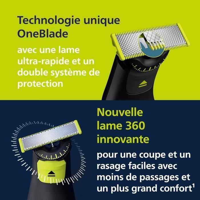 Recortadora de barba eléctrica - PHILIPS - OneBlade Pro 360 - Híbrida - Negra - Funcionamiento inalámbrico