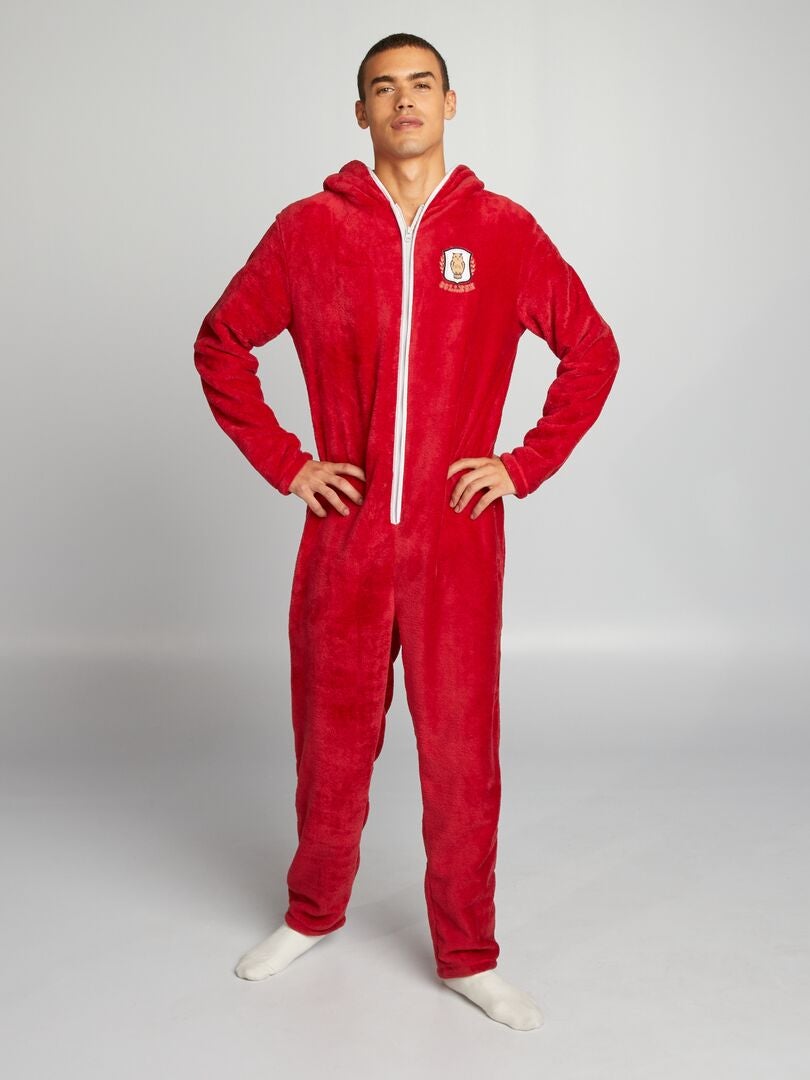 Fleece trainingspak met capuchon - ROOD