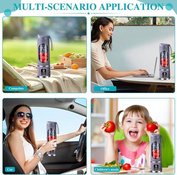 Presse-agrumes électrique portable - 12 lames avec affichage numérique, 3 modes, nettoyage facile, violet