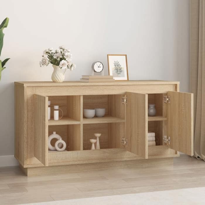 Moderne Kommode/Sideboard, Sonoma-Eiche, 102 x 35 x 55 cm, Holzwerkstoff LL0000206729