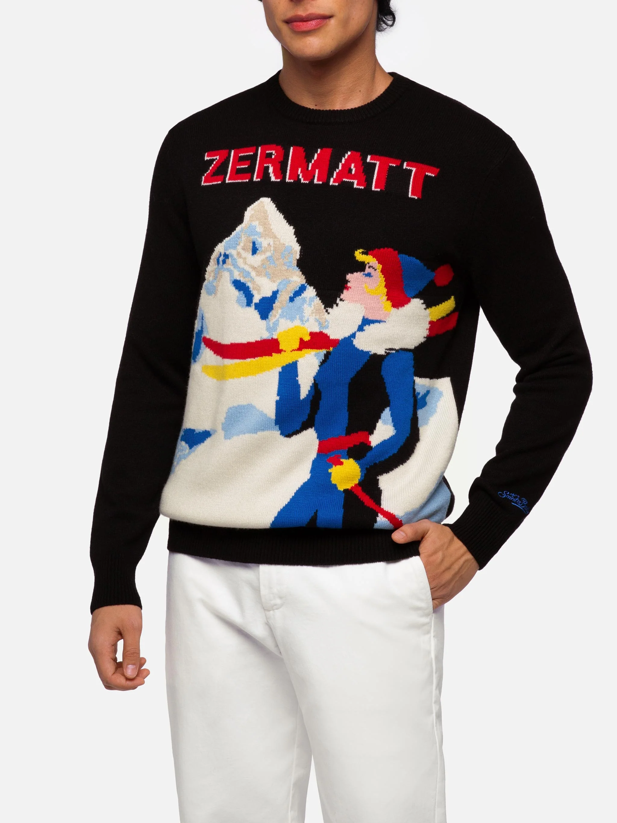 Reon coltrui met Zermatt ansichtkaart jacquard
