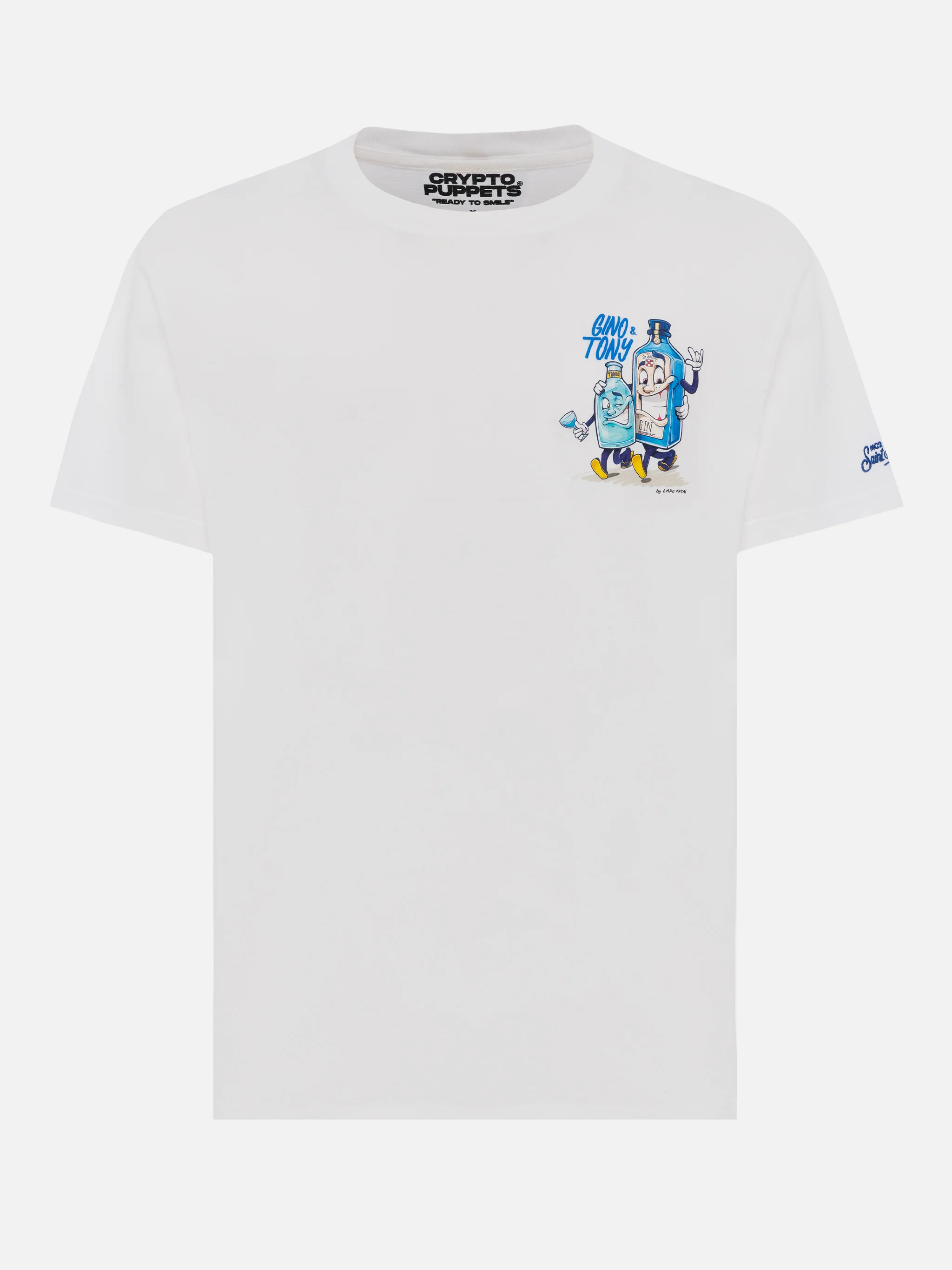 Heren katoenen T-shirt met Gino & Tony Cryptopuppets-print | CRYPTOPUP