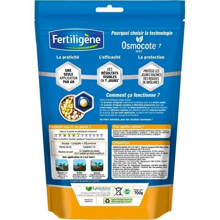 FERTILIGÈNE - Osmocote Max Langwerkende Meststof voor Citrus- en Mediterrane Planten 700g