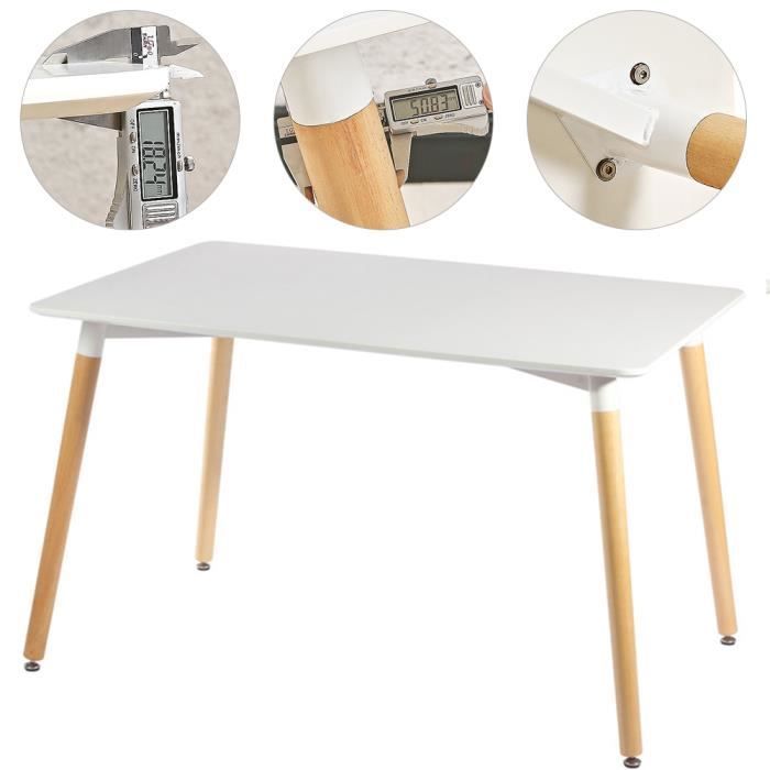 LUXS Ensemble Table à Manger Blanc avec 4 Chaises Scandinaves blanc - L110 x l60 x H75 cm