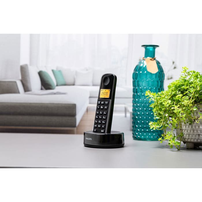 Teléfono inalámbrico - PHILIPS - D1651B/01 - DECT - Negro - Pantalla de 1,6 pulgadas