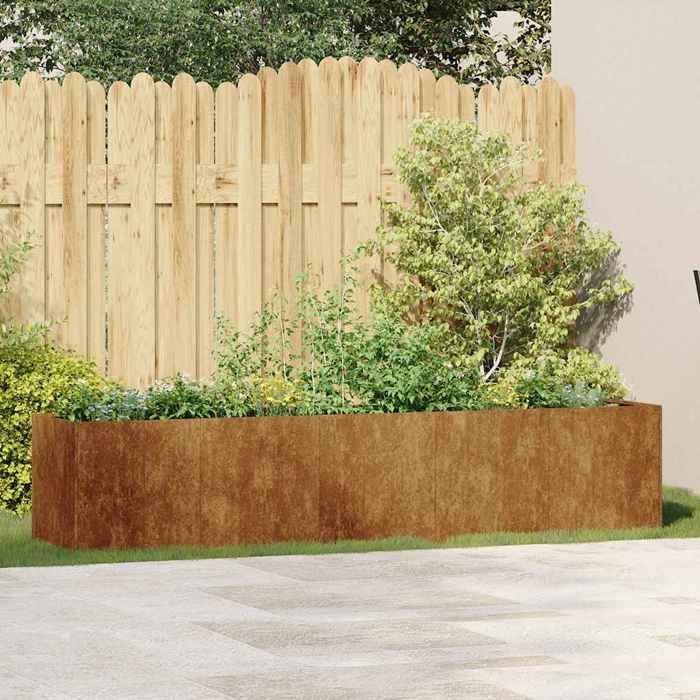 vidaXL Maceta oxidada 200x40x40 cm Acero inoxidable, Maceta, Soporte para plantas, Cama elevada, Soporte 860688