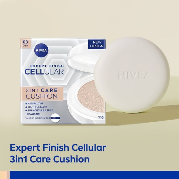 NIVEA Cellular Expert Finish 03 Medium Dark SPF15 3-у-1 Care Cushion Foundation<br>15g