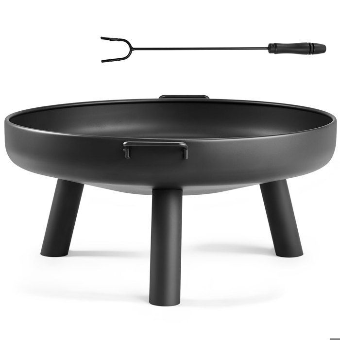 Brasero de jardín de Ø 80 cm, cesta y barril para el fuego, protector contra chispas para calefacción/barbacoa, brasero de madera