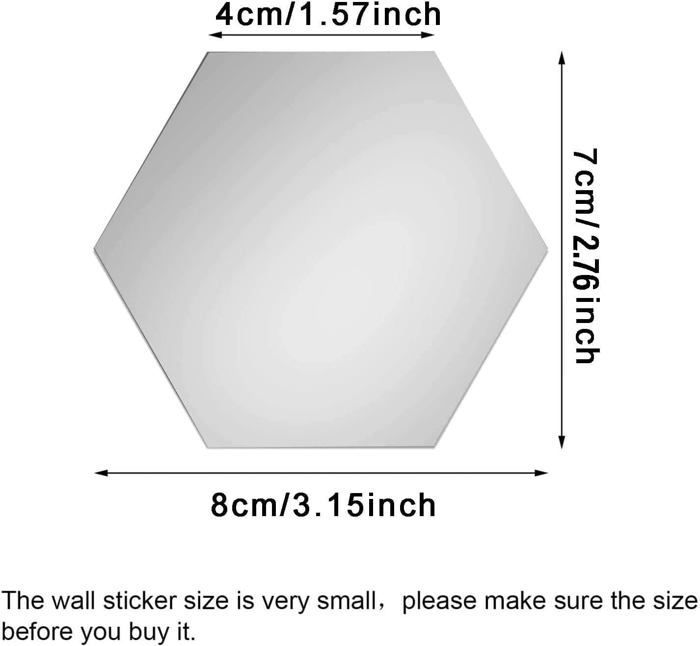 Miroirs Muraux Autocollant, 12 Pièces Miroir Acrylique Stickers Amovible Hexagone Mural Miroir Stickers pour TV Fond Décoration