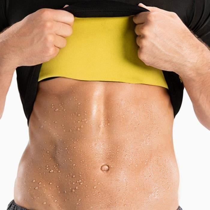 T-Shirt Compression Amincissant Manches Courtes Homme - Sudation Minceur Sauna Shaper - Noir - Fitness