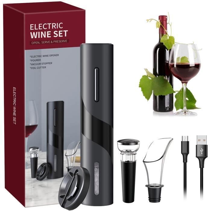 Electric Corkscrew with USB, Foil Cutter, Wine Bottle Stopper and Pourer - for Home and Restaurant Use