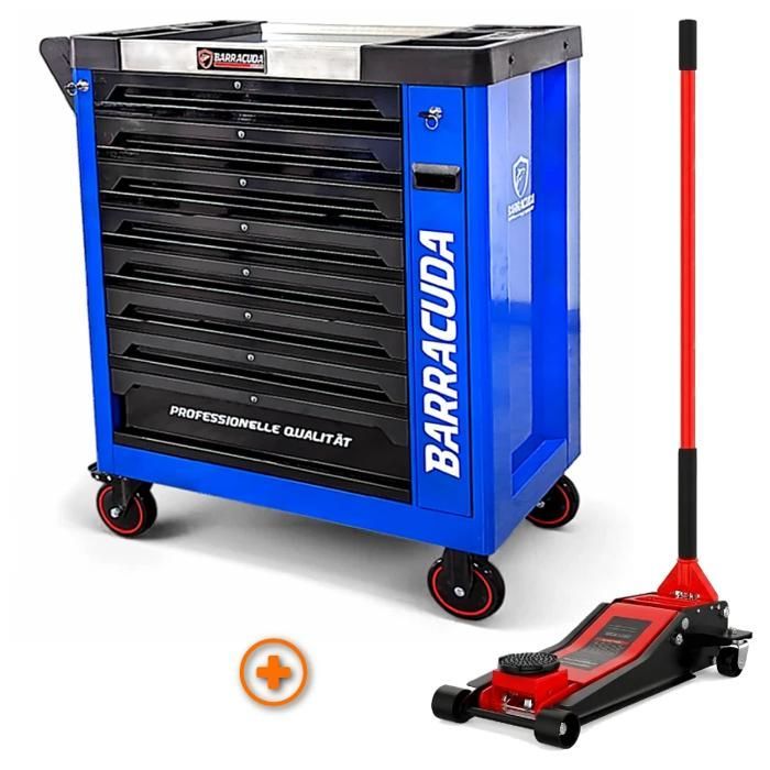 Workshop trolley - BARRACUDA TOOLS - Racing 1 MAX+ - 9 drawers - 4T hydraulic jack - Blue steel