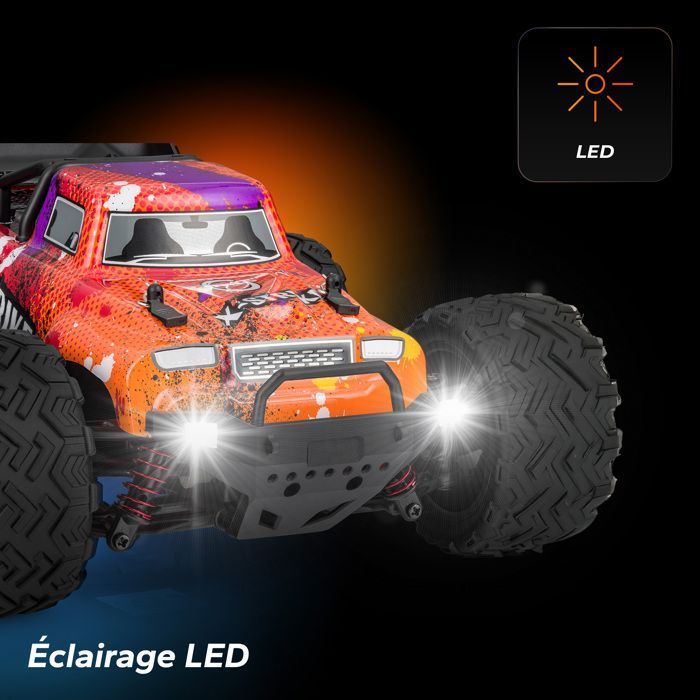 OVERMAX X-Strike - RC Voiture télécommandée - Tout terrain - Échelle 1:16 - 40 min - 30 km/h - Lumières LED - Entraînement 4 x 4