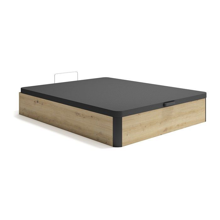 Base de cama con almacenamiento de 160 x 200 cm - Natural claro y negro - NAMOSI by YSMÉE