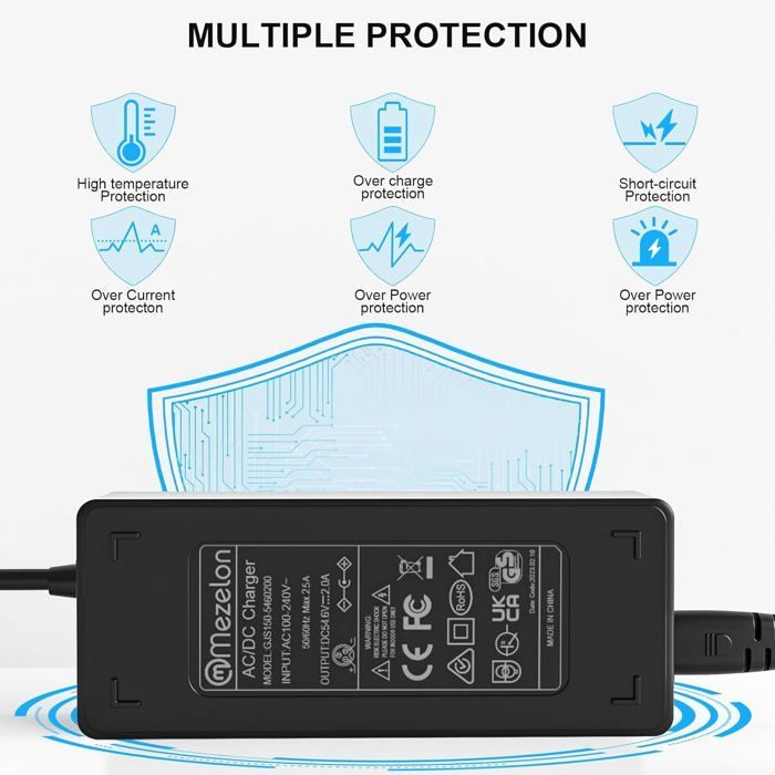 54.6V 2A Electric Scooter Charger, 48V Hoverboard Battery Charger for Electric Scooters and Electric Bikes