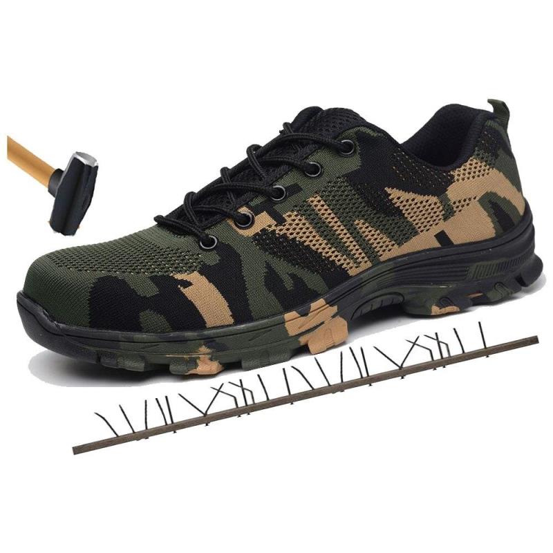 Botas de tobillo para hombre, nuevas, para exteriores, tallas grandes, con puntera de acero, botas de trabajo, zapatos de camuflaje para hombre, resistentes a pinchazos, zapatos de seguridad transpirables.
