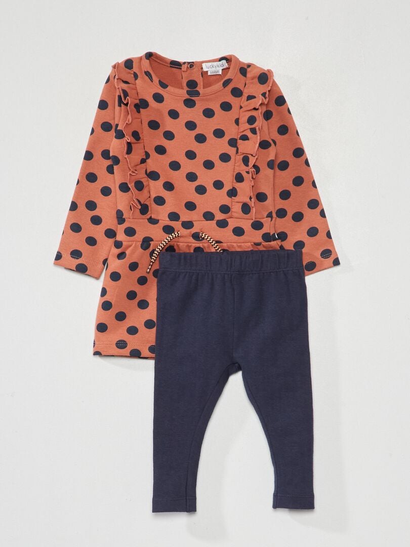 2-delige fleece jurk + legging set - ROZE