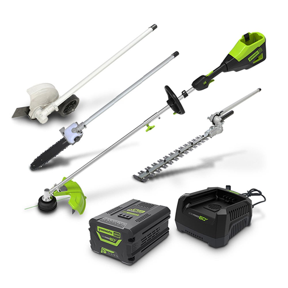 Kit de ferramentas multifuncionais GREENWORKS 60V, 1 x 4,0 Ah, para motosserra de poda, aparador de sebes e aparador de bordas TTKIT906