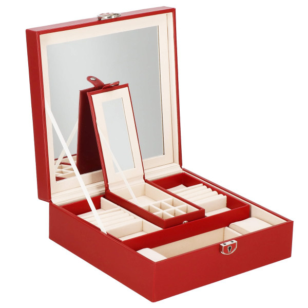 Szkatułka na biżuterię ekoskóra 25x25x8,5 cm organizer