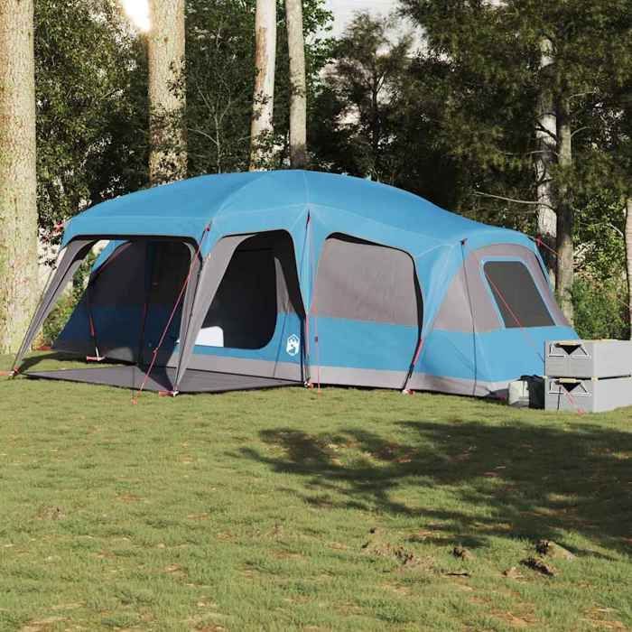 Tienda de campaña familiar vidaXL con porche tipo cúpula, para 9 personas, azul, impermeable, tienda de campaña, tienda de jardín, refugio exterior, tienda de campaña 4009585