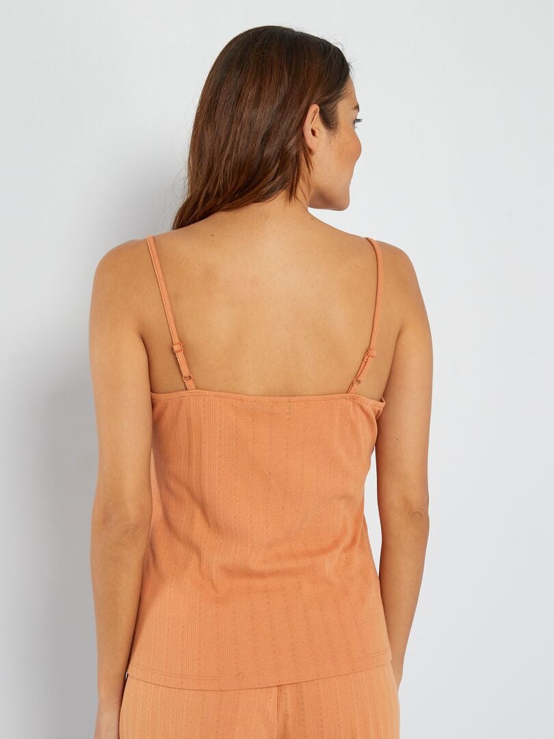 Top de pijama de punto calado - color naranja óxido
