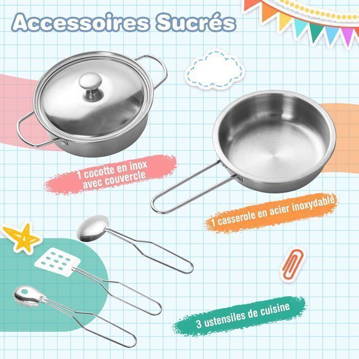 Cocina interactiva XXL para niños de COSTWAY - A partir de 3 años - 5 accesorios con teléfono de madera blanca