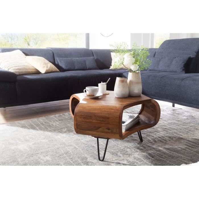 Table basse massive 60x60x35 cm Sheesham table basse table en bois salon