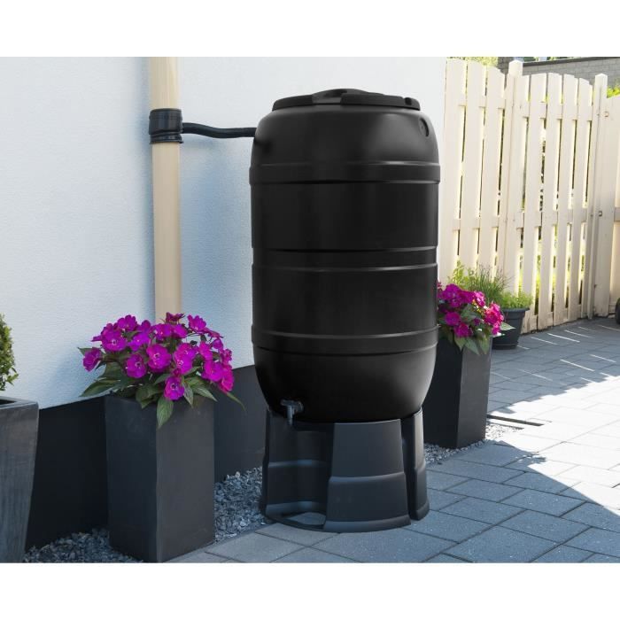 NATURE Water Butt Kit - 210 Liters - Barrel Shape - UV Resistant - Made in Europe - Black